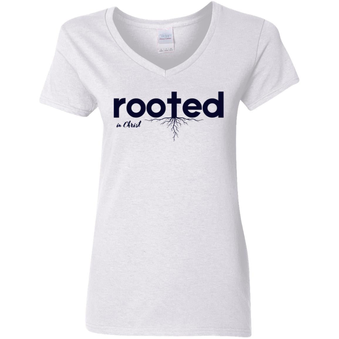 Rooted in Christ | Ladies' V-Neck T-Shirt