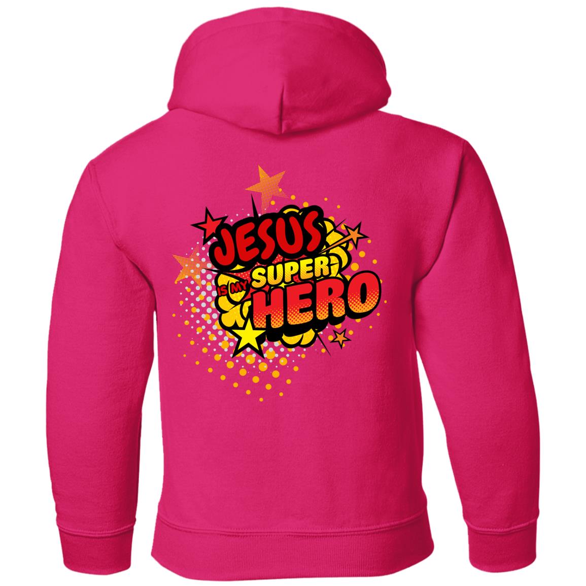 Jesus is my Super Hero | Pop Art | Youth Pullover Hoodie | Back Print