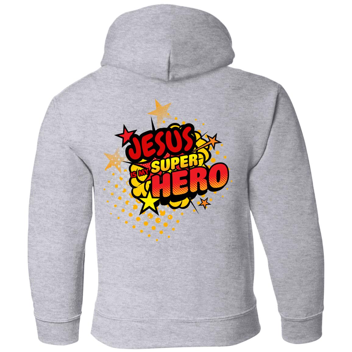 Jesus is my Super Hero | Pop Art | Youth Pullover Hoodie | Back Print