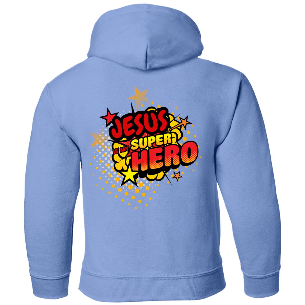 Jesus is my Super Hero | Pop Art | Youth Pullover Hoodie | Back Print