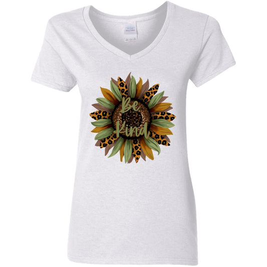 Be Kind | Sunflower | Ladies' 5.3 oz. V-Neck T-Shirt