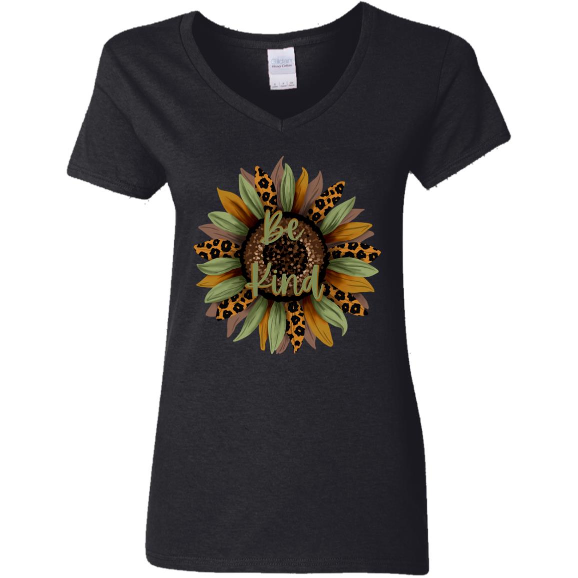 Be Kind | Sunflower | Ladies' 5.3 oz. V-Neck T-Shirt