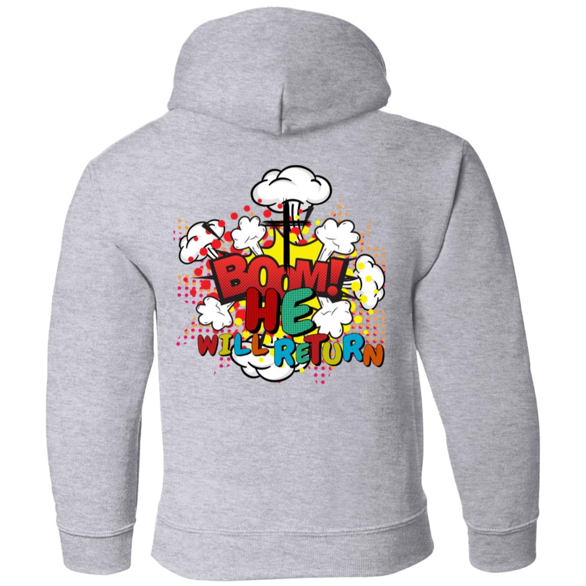 BOOM He Will Return | Pop Art | Second Coming | Youth Pullover Hoodie