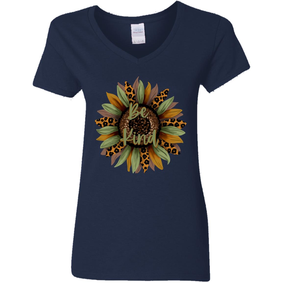 Be Kind | Sunflower | Ladies' 5.3 oz. V-Neck T-Shirt