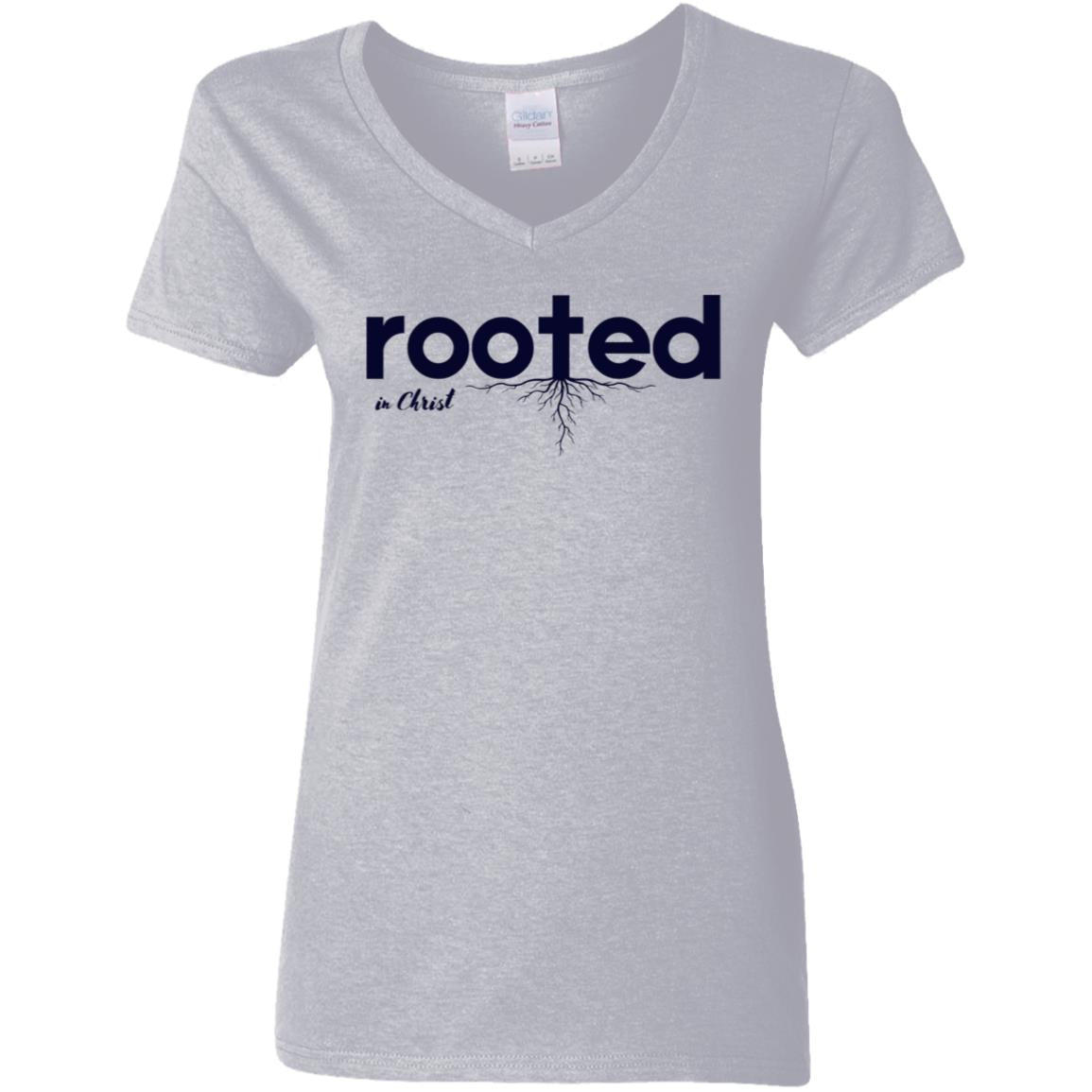 Rooted in Christ | Ladies' V-Neck T-Shirt