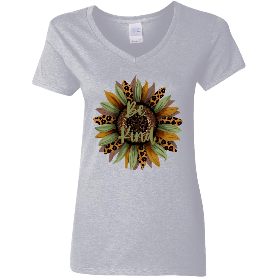 Be Kind | Sunflower | Ladies' 5.3 oz. V-Neck T-Shirt