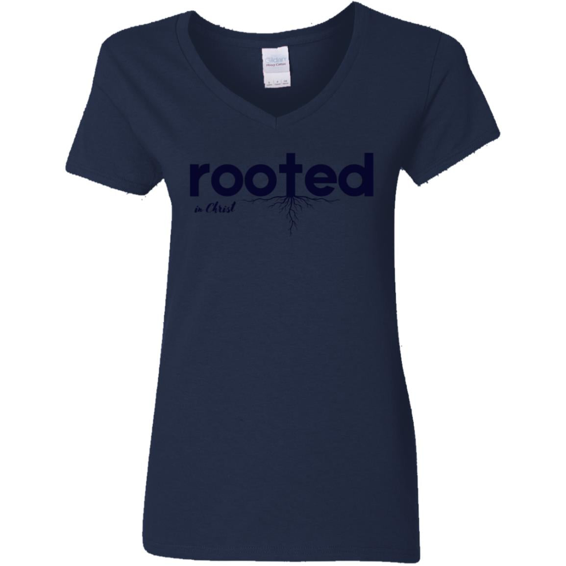 Rooted in Christ | Ladies' V-Neck T-Shirt