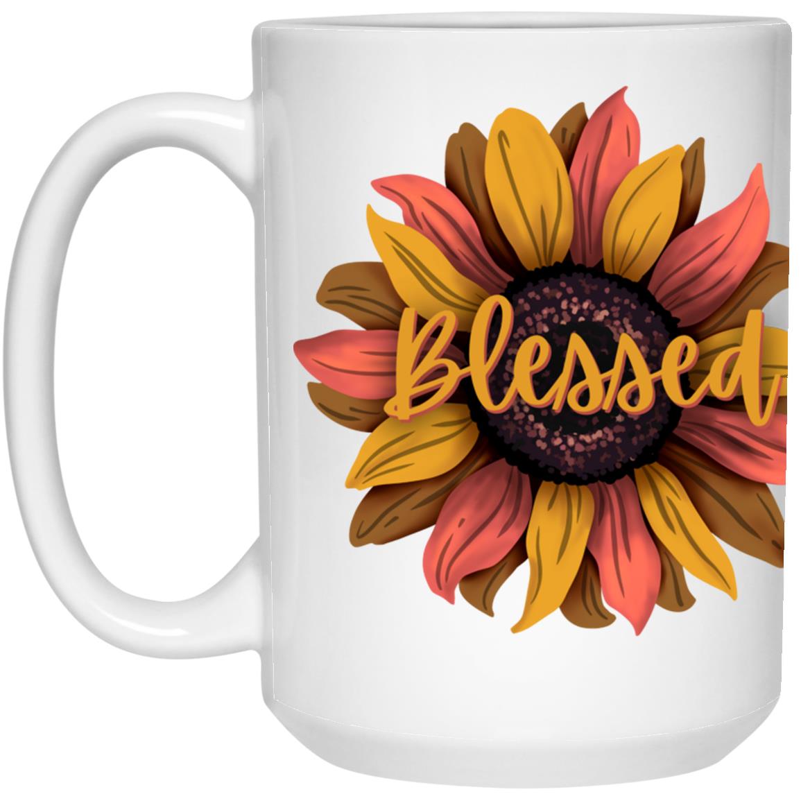 Blessed | Sunflower | 15 oz. White Mug