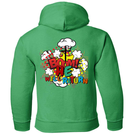 BOOM He Will Return | Pop Art | Second Coming | Youth Pullover Hoodie