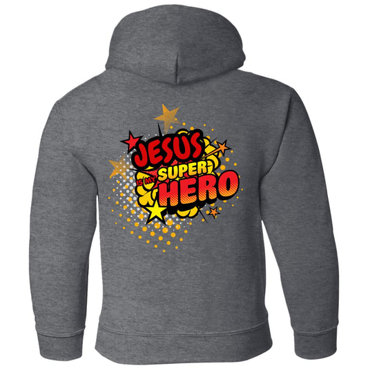 Jesus is my Super Hero | Pop Art | Youth Pullover Hoodie | Back Print